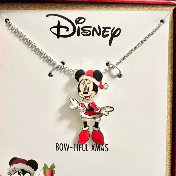 NIB Disney Holiday Minnie Mouse Bow-tiful Xmas Necklace - Picture 3 of 6